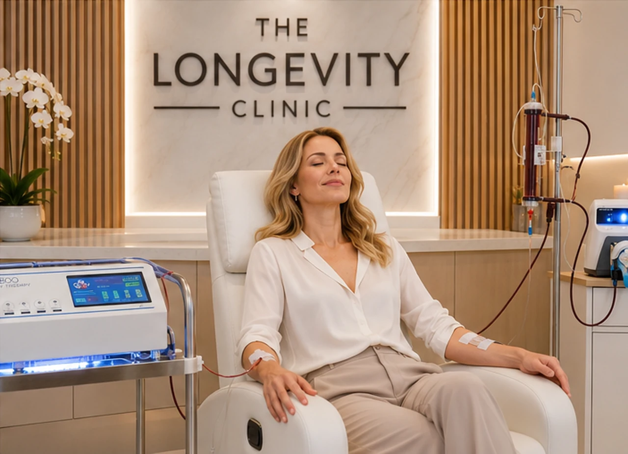 A patient receiving EBOO ozone therapy at The Longevity Clinic in Franklin, Tennessee